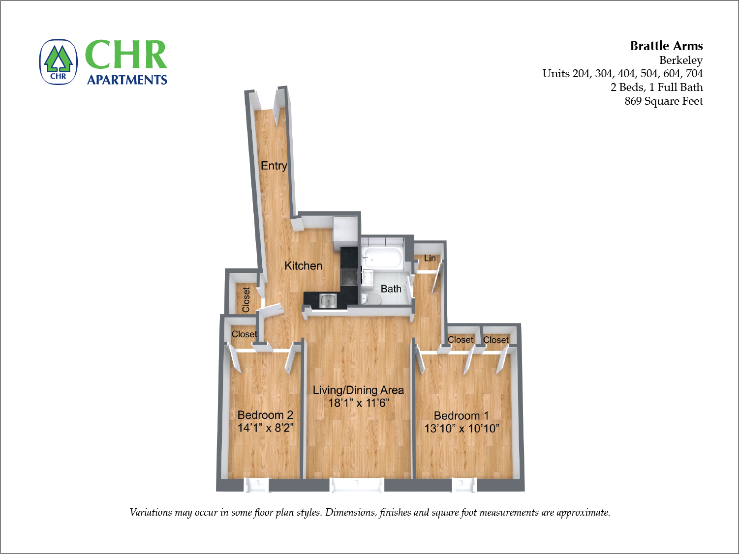 Floor plan for 2 beds, 1 bath, 1236 sqft